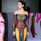 Off Neck Long Sleeve Slim Expansion Dress