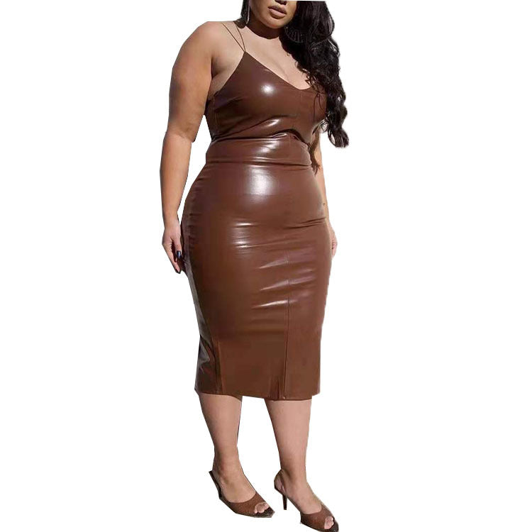 Plus Size Leather Cami Dress