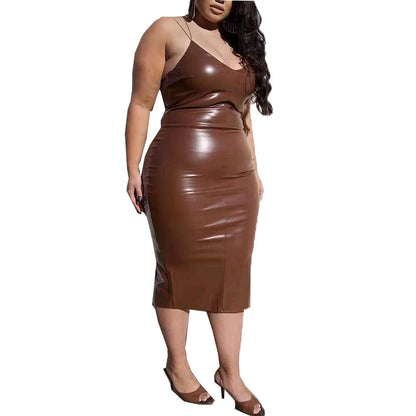 Plus Size Leather Cami Dress