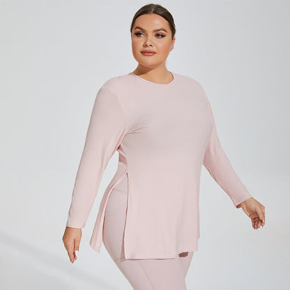 Plus Size Slim Fit Side Slit Sports Top