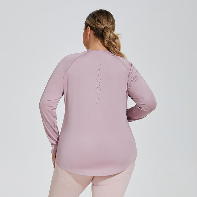 Plus Size Loose Long Sleeve Active Topa