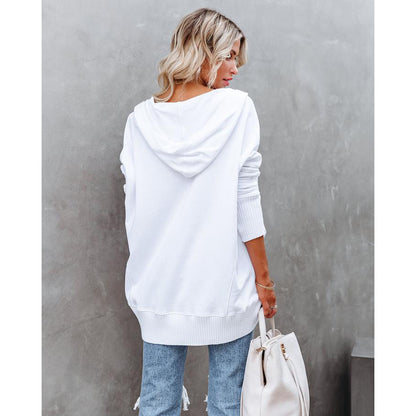 V-neck Hooded Sweatshirt