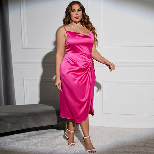 Curve  Satin Bandeau Maxi Dress