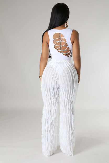 Wave Sheer Wide Leg Pants