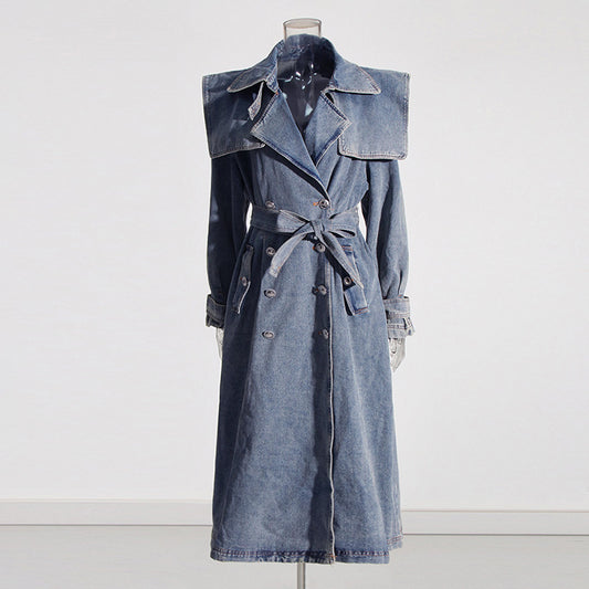 Slimming Denim Trench Coat - ALL HERZ FASHIONS