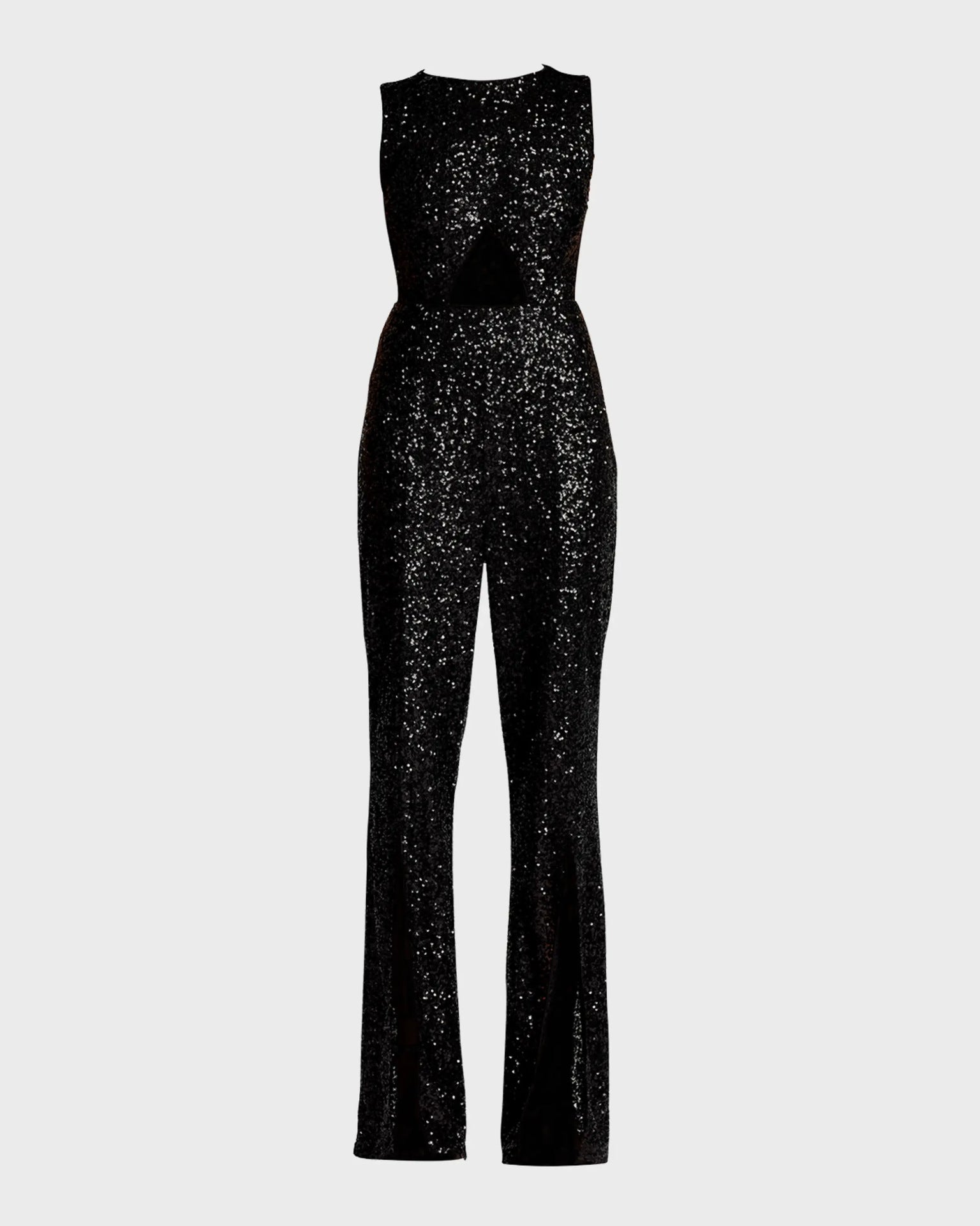 Black Sleeveless Sequins Jumpsuit