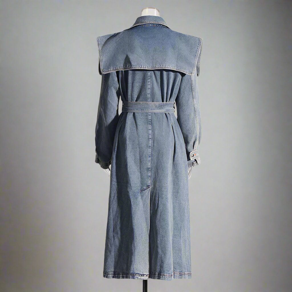 Slimming Denim Trench Coat - ALL HERZ FASHIONS
