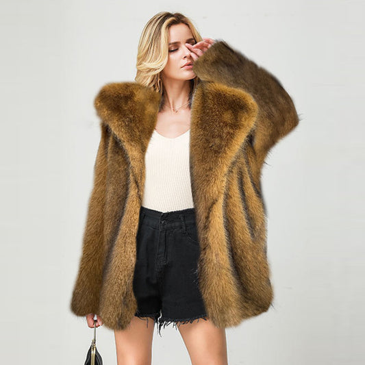 Winter Faux Fur Mid Length Coat