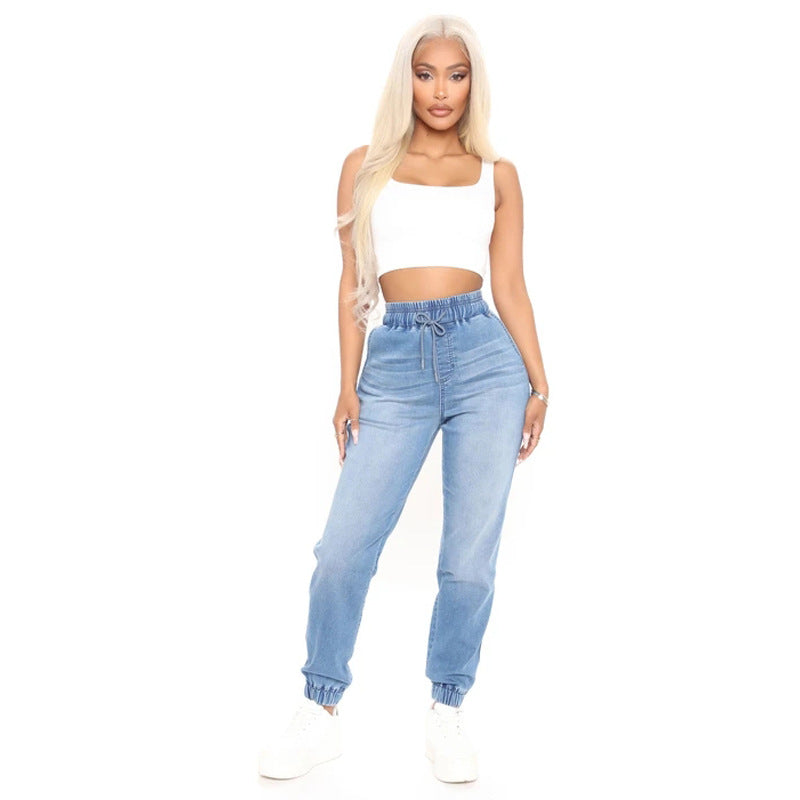 Blue Mid-Waist Light Blue Washed Denim