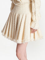 Short Temperamental Tweed Fringe Skirt & Blazer