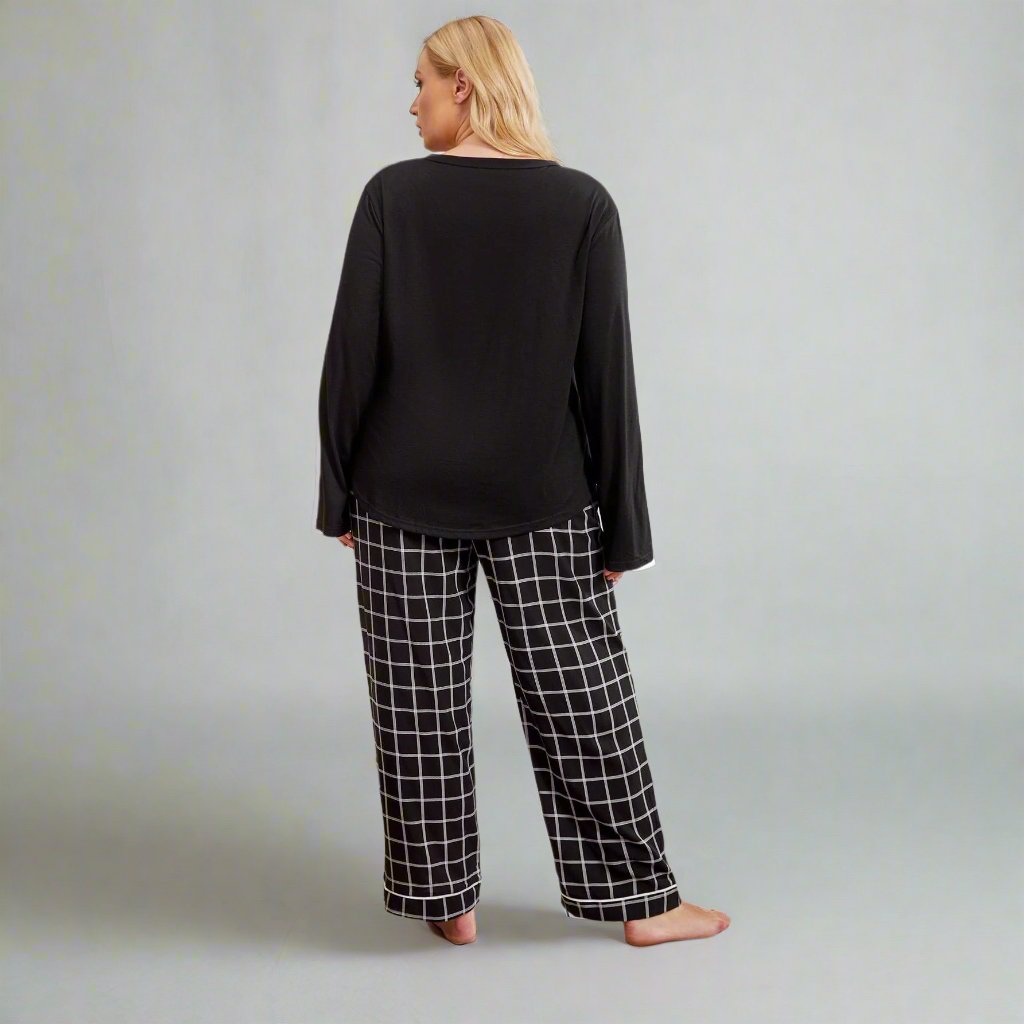 Curve Pajamas V Neck Long Sleeved