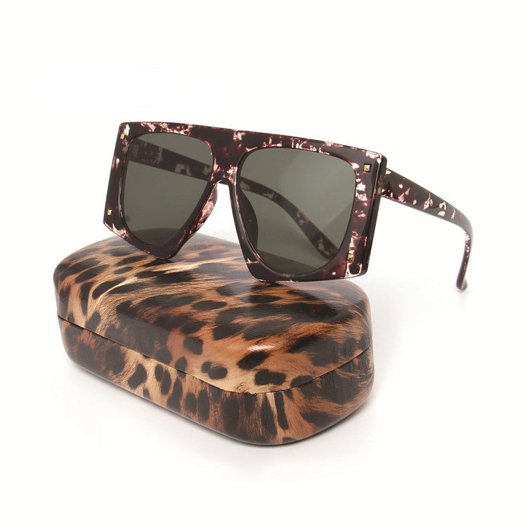 Square Leopard Frame Print Sunglasses