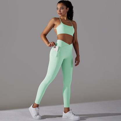 Strap Bra & Active Pants Pocket Set