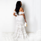 Knitted Wrapped Chest Fishtail Top & Maxi Skirt Set