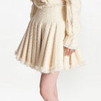 Short Temperamental Tweed Fringe Skirt & Blazer