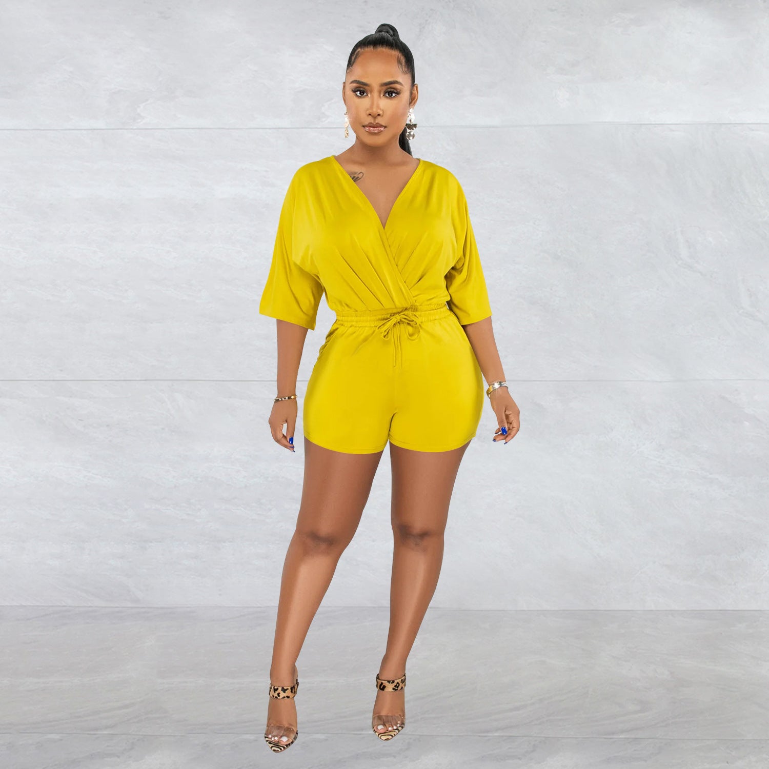 Half Sleeves Shorts Jumpsuit