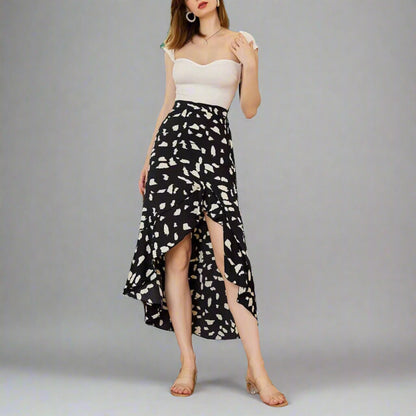 Office Printed Asymmetric Skirt - ALL HERZ FASHIONS