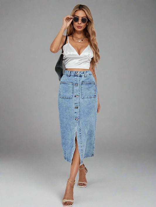 A line Denim Skirt