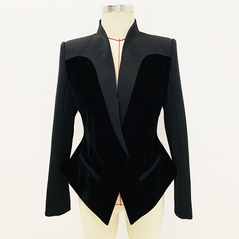 Slim Structure Profile Velvet Blazer