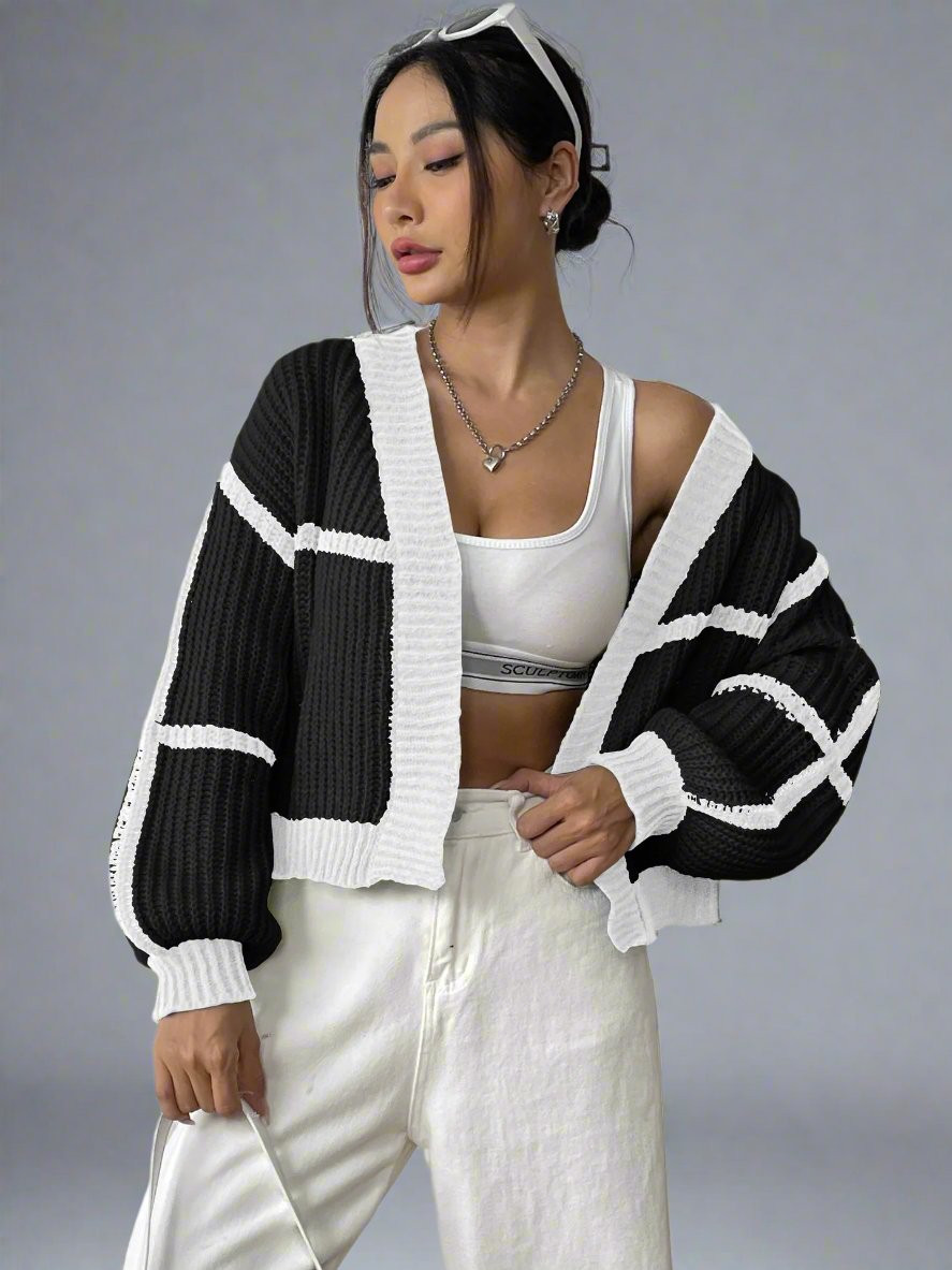 Black & White Loose Woven Sweater