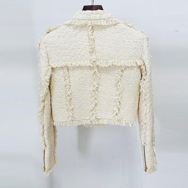 Short Temperamental Tweed Fringe Skirt & Blazer