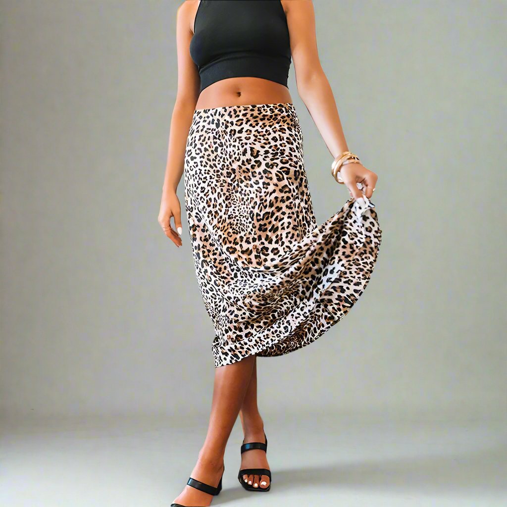 Long Leopard Print Skirt