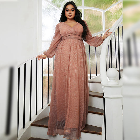 Plus Size Sequined Evening Dress