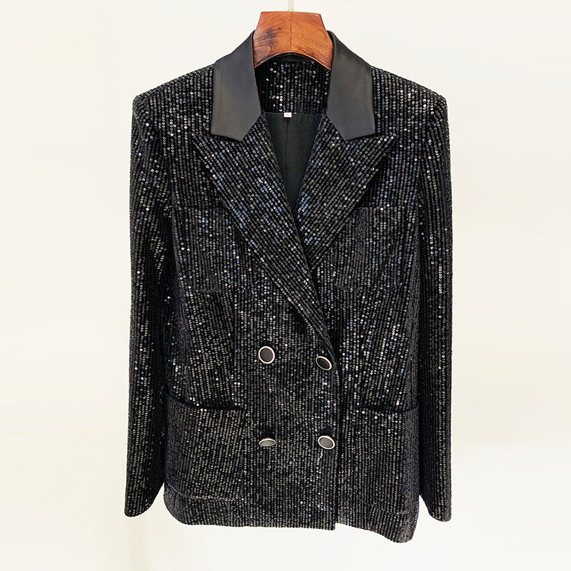 Velvet Sequined Top & Pants Suit
