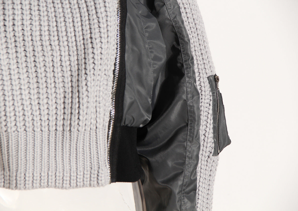 Asymmetric Knitting Stitching Jacket