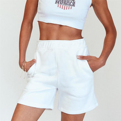 Casual Fleece Elastic Waist All-Match Active Shorts