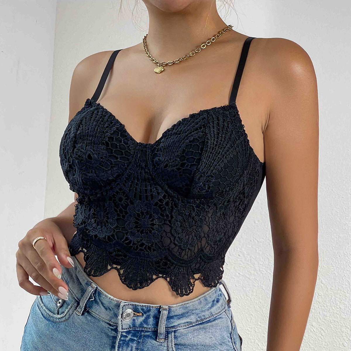 Asymmetric Mesh Knitted Bralette