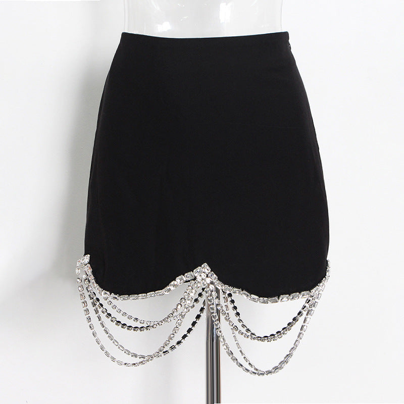 Rhinestone Sheath Slim Short Skirt & Blazer Set