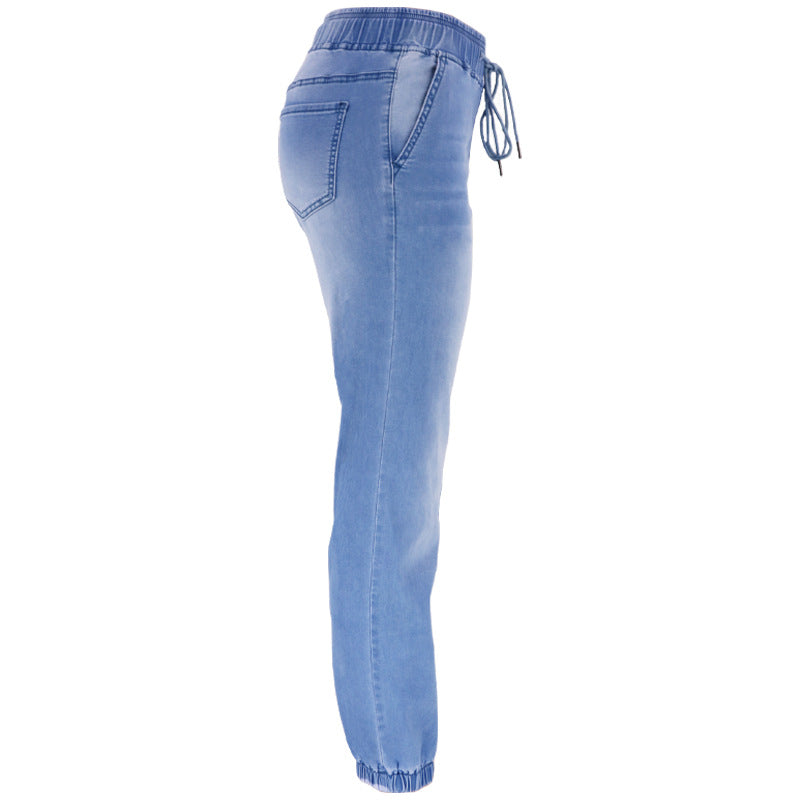 Blue Mid-Waist Light Blue Washed Denim