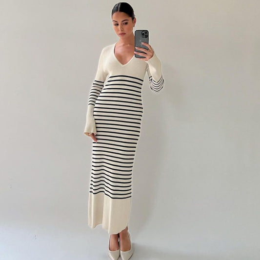 Angora Stripe Knitted Dress