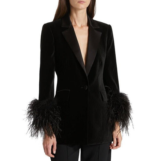 Ostrich Feather Velvet Blazer