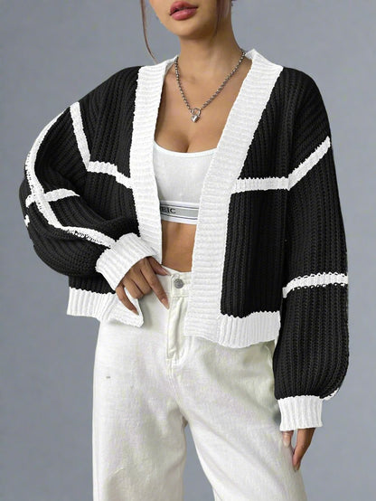 Black & White Loose Woven Sweater