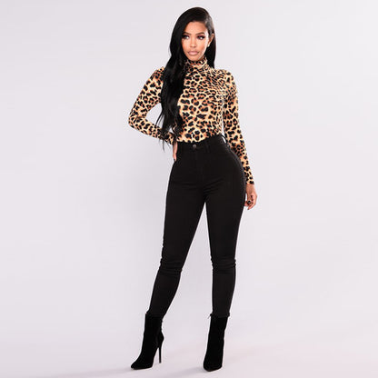 Ice Silk Leopard Print T shirt for Women