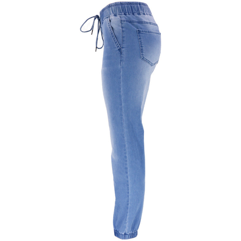 Blue Mid-Waist Light Blue Washed Denim