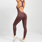 One Piece Zipper Cutout Back Activewear Jumpsuit