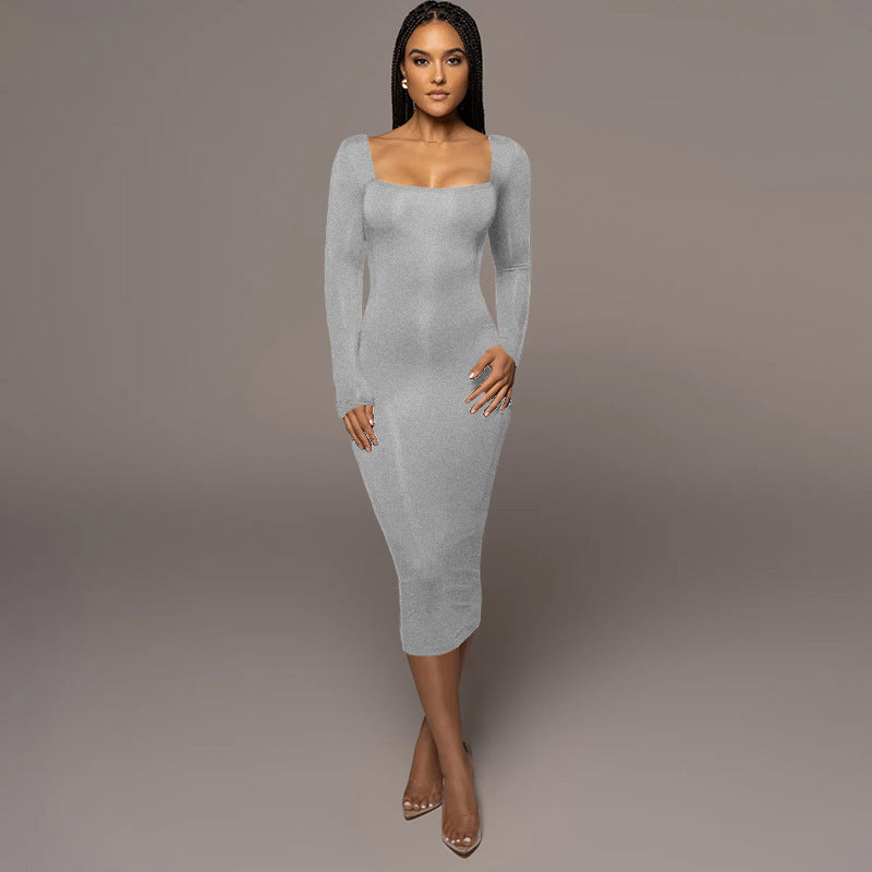 Slim Square Collar Dress