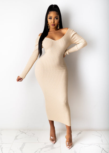 Curve Off Shoulder Knitted Dress