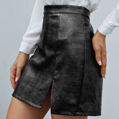 Asymmetric Faux Leather Skirt - ALL HERZ FASHIONS