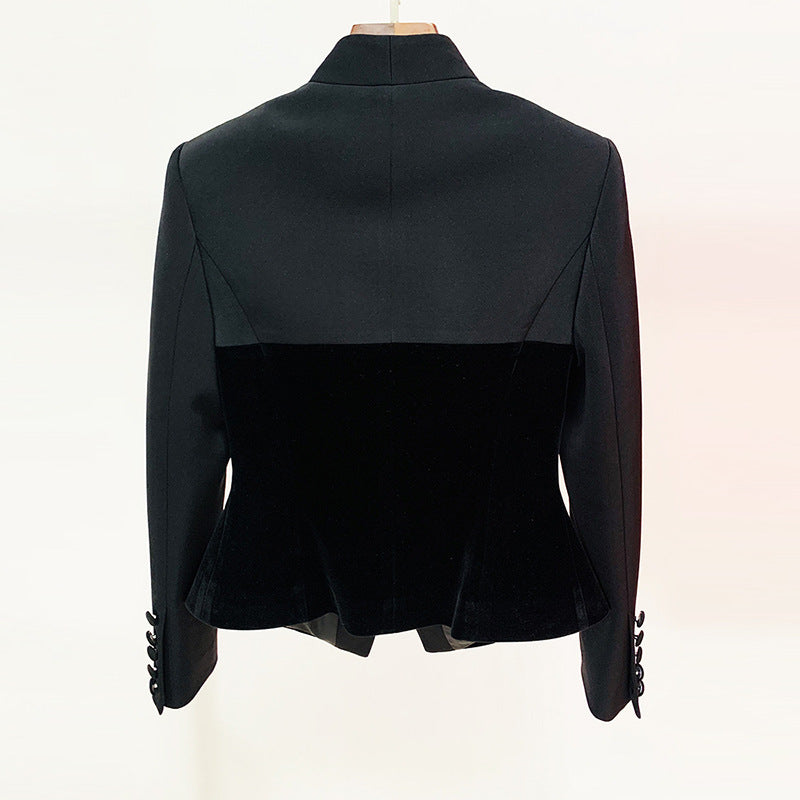 Slim Structure Profile Velvet Blazer