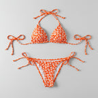 Leopard Print Halter Neck Tie Side Bikini Set