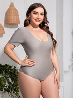 Curve Scoop Neck Short Sleeve One-Piece Swimsuit
