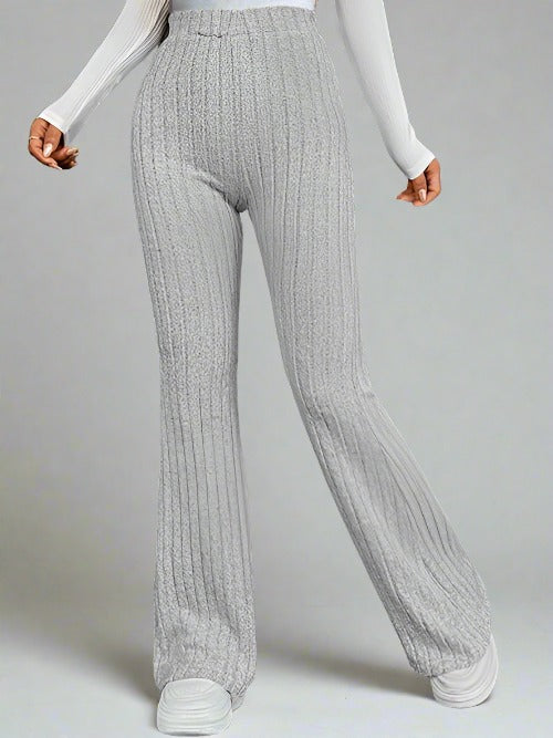 High Waist Ribbed Flare Bootcut Pants