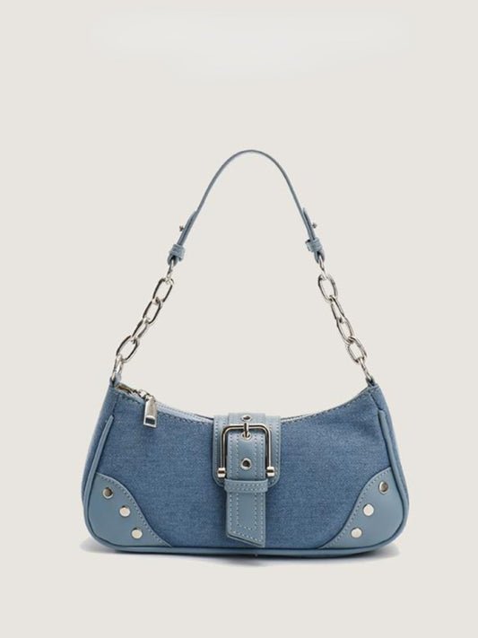 Retro Denim Blue Shoulder Bag - ALL HERZ FASHIONS