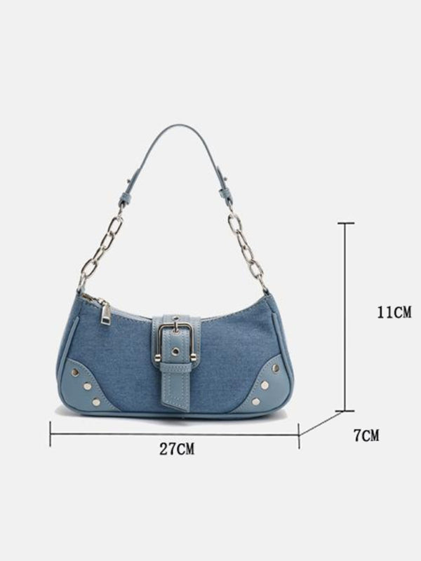 Retro Denim Blue Shoulder Bag - ALL HERZ FASHIONS
