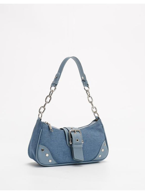 Retro Denim Blue Shoulder Bag - ALL HERZ FASHIONS