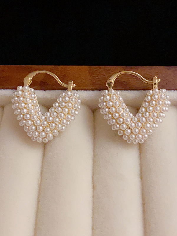 Sweet Millet Beads Love Heart Sweet Earrings